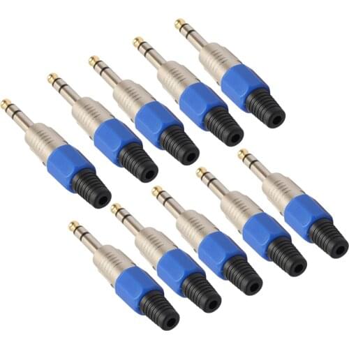 Pack of 10 Alloy 1/4inch Stereo Audio Adapters for Microphone/Electric
