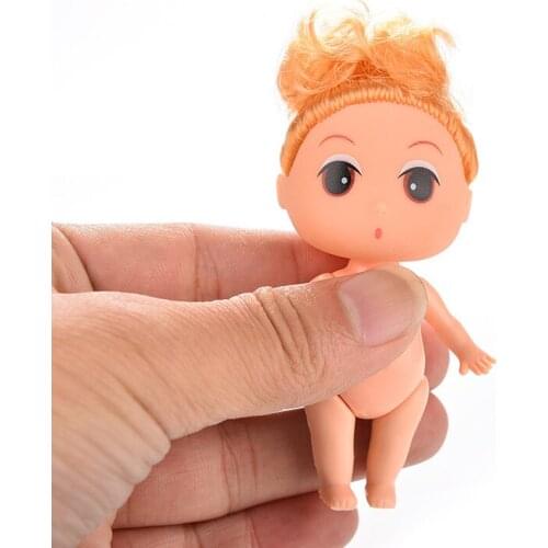 9cm Doll for Mini Ddung Dolls with Brown Bun Hair Baking Mold Dolls Girl Toys 3.5"