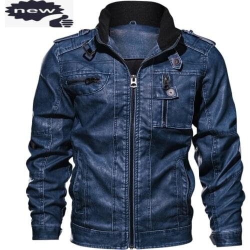 Mens Jackets Motorcycle Stand Collar Zipper Pockets Male PU Coats Biker Faux Leather Fashion Moto Outerwear Plus Size