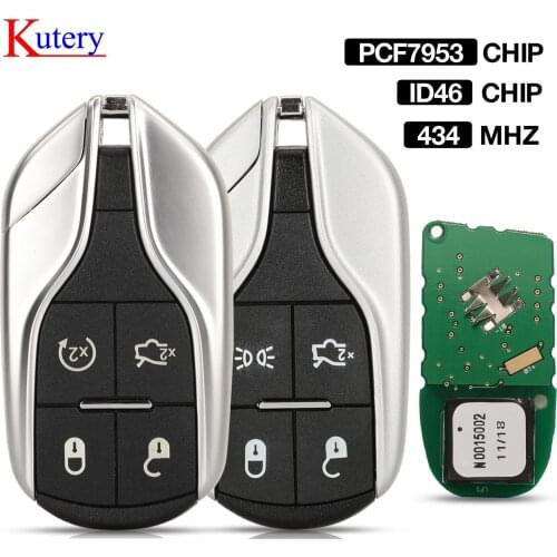 Kutery 4 Buttons Smart Card Remote key for Maserati President Ghibli Levant 434MHZ with ID46 Chip