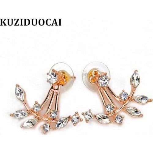 Kuziduocai New Fashion Jewelry Fresh Sweet Zircon Buds Neckband Stud Earrings For Women Gifts Statement Brincos Pendientes E-579