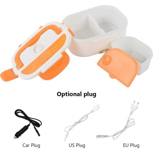 12V 110V 220V Electric Heated Lunch Box Portable 2 in 1 Car& Home US Plug/EU Plug Bento Boxes Stainless Steel Food Container