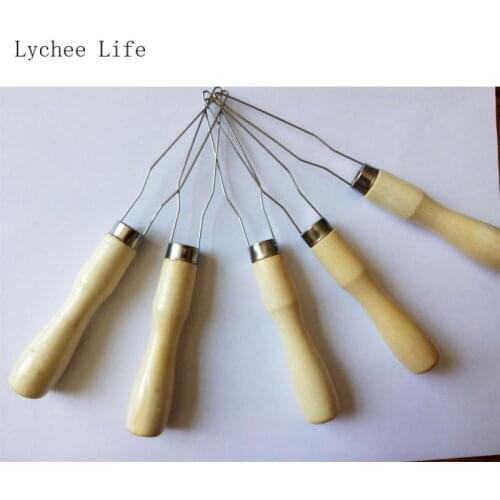Lychee Life Time Saving Wooden Handle Wire Loop Needle Threader Stitch Insertion Hand Machine Diy Sewing Accessories