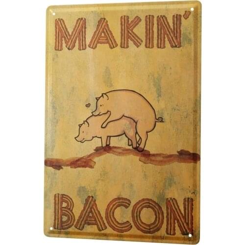 Makin Bacon Herzelnde Pigs Poster Funny Sign Tin Art Wall Decor Vintage Aluminum Retro Metal Tin Sign Painting Signs 20x30cm