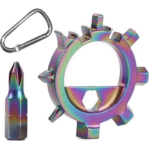 Multifunctional 12 in 1 Gear Outdoor Bicycle Repair Pocket Tool Key Octopus Bottle Opener Screwdriver with Bit Carabiner