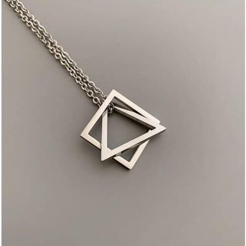 Fashion Simple Pendant Necklace for Men Women Stainless Steel Geometric Interlocking Chain Choker Male Jewelry Accessories Gifts