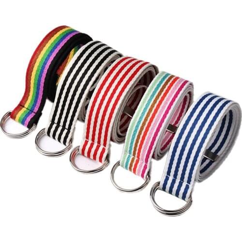 Fashion Korean Style Womens Canvas Belt Female Metal D-Ring Wild Jeans Waistbelt Pure And Cute Ladies Decorative Braided Belt