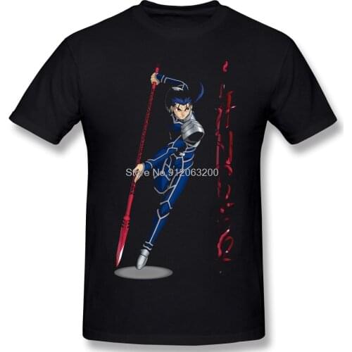 Men FGO Fate Grand Order The Holy Grail War Games Black T-Shirt Lancer Fate Pure Tees Harajuku Daily Life