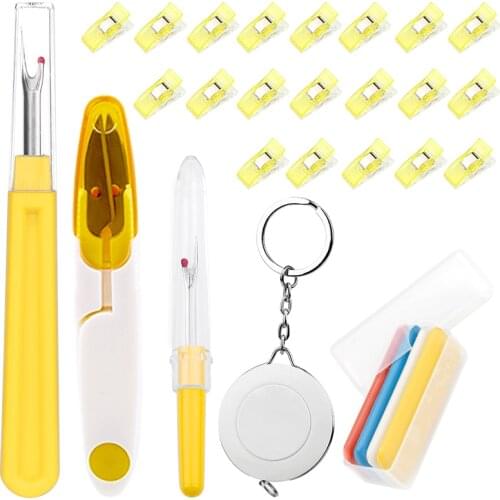 LMDZ Sewing Tools Kit With Seam Rippers Scissors Clips Patchwork Ruler and Chalk Cutter Sewing Accessories Tools Set