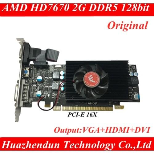 New video card HD7670 2G DDR5 128bit VGA HD-MI DVI PCI-E graphics card HTPC all-in-one graphics server small chassis card 1pcs