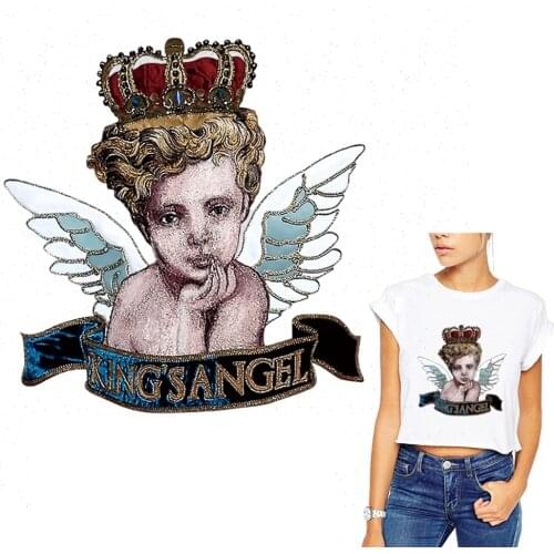 New 1pc Cute Angel Patch Iron On Transfers For Clothing T-shirt Heat Transfers For Clothes