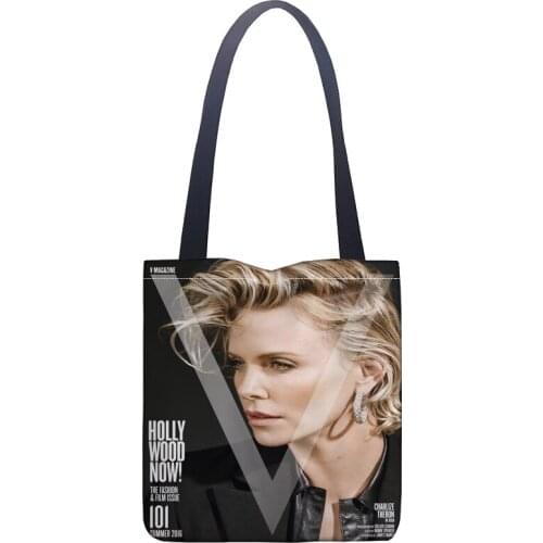 New Arrival Bag Charlize Theron Handbag Fashion Printing Soft Open Pocket Casual Tote Double shoulder Strap For Women Student