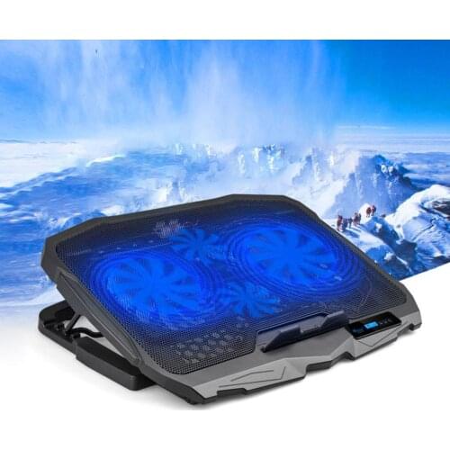 Laptop Cooling Pad Cooling Fans and Double USB Ports Laptop Cooler with Light LCD Notebook Stand for 14/15.6inch