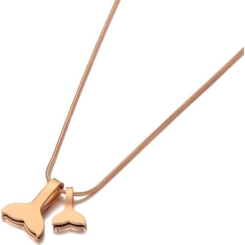 Bohemia Rose Gold Double Fish Tail Charm Pendant Necklaces For Women Trendy Stainless Steel Animal Necklace N20170