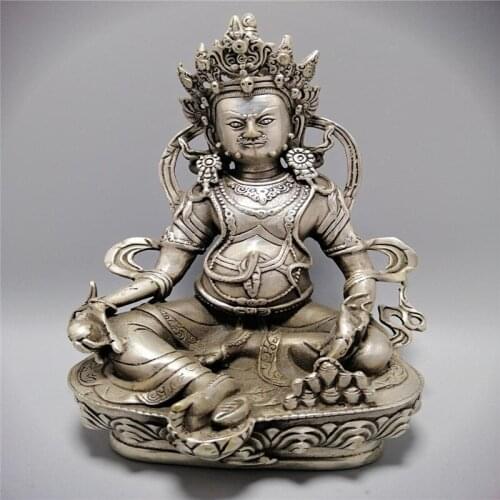 Silver-plated Gods of Wealth Place Buddha Statues Tibetan Buddhism Sect Tibetan Bala worship Bronze Buddha