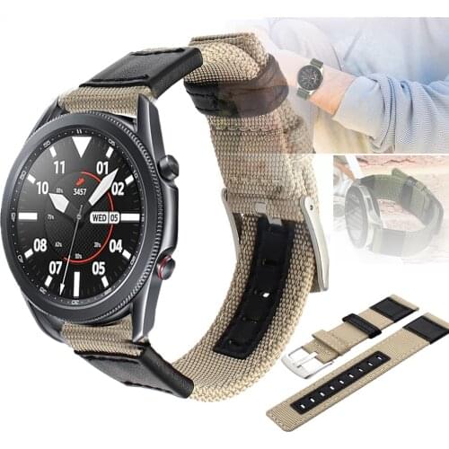 20mm 22mm Army Green Nylon watch Strap for Samsung Galaxy Watch 3 41mm /Samsung Galaxy Watch 3 45mm Men Replace watchBand