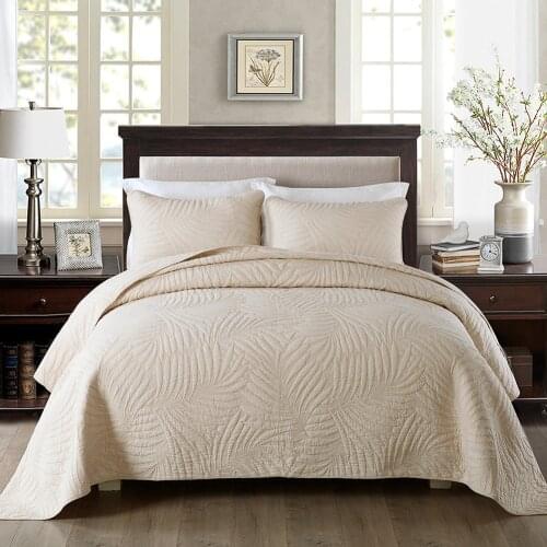 Luxury American Style Embroidery Cotton Bedspreads Quilt Set 3PCS Coverlet Solid Embroidered Bed Cover Pillowcase Summer Blanket