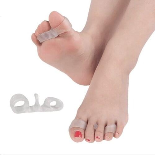 1Pair Silicone Gel Foot Fingers Toe Separation 4 Hole The Valgus Protector Bunion Adjuster Hallux Valgus Guard Feet Care