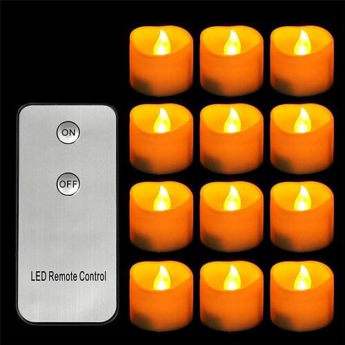 12Pcs Battery Operated Tealight Candles with Remote Controller Fake Led Candle Light for Xmas Wedding Pary Festival Celebration