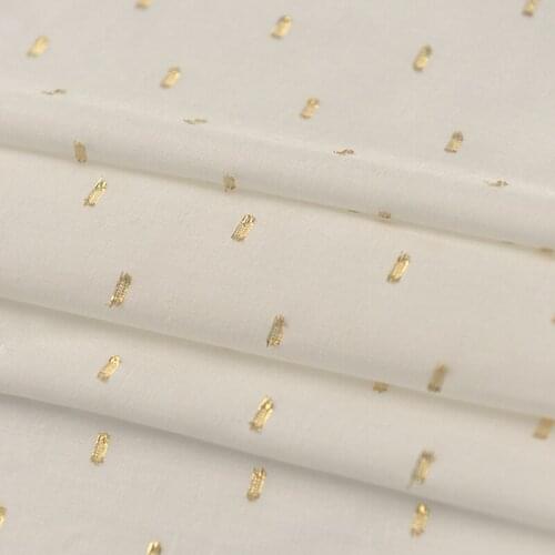 Golden Bronzing Rice White Pure Cotton Fabric Fashion Tops Han Garment Long Skirt Lolita Dress Fabric Handmade Diy Fabric