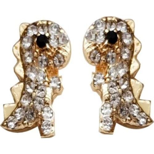 Creative Cartoons Mini Cute Dinosaur Earrings Crystal Gold Stud Earrings Jewelry For Girl Gifts