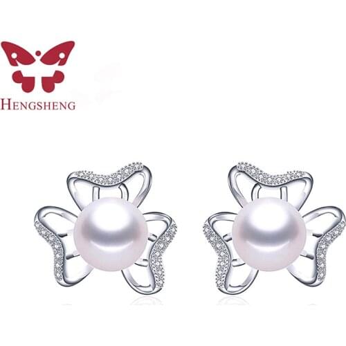 925 Sterling Silver Natural Freshwater Pearl Stud Earrings For Women Real Pearl Fashion Jewelry High Quality