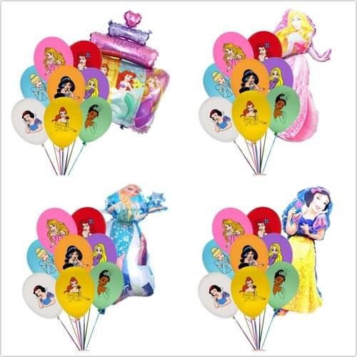 1set Disney Princess Latex balloon Cake Mermaid Cinderella Foil Balloons Birthday Party Decorations Rainbow Helium Balls Kid Toy
