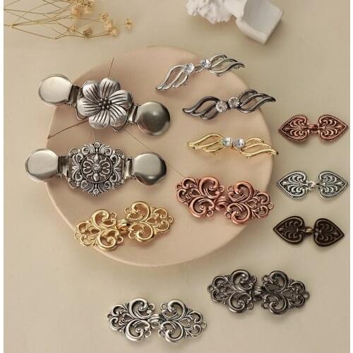 1Pc New Retro Cardigan Clip Trendy Shawl Brooch Sewing Clip Clasps Sweater Blouse Pin Charm Gift Fashion Winter Accessories