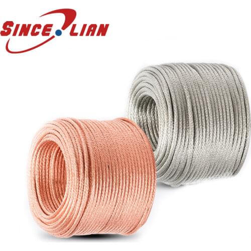 10 meters Copper Braided Grounding Wire Distribution Line Gold Silver Bare Copper Wire Conductive Tape Copper Stranded Wire