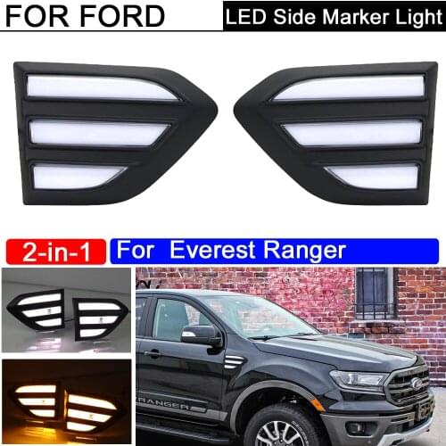 LED Side Marker Light for Ford Ranger 2015-2019 Ford Everest Truck White Amber Switchback DrivingTurn Signal Blink Side light