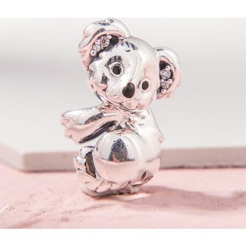 2019 New Winter Christmas Koala Charm 925 Sterling Silver Animal Charms Beads Fit Bracelets DIY Women Christmas Gift Jewelry
