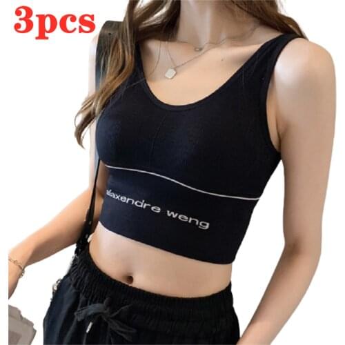 3PCS Women Sexy Crop Tops Tube Top Female Streetwear Sleeveless Camis Seamless Sports bra bralette top easy comfort bras Bandeau