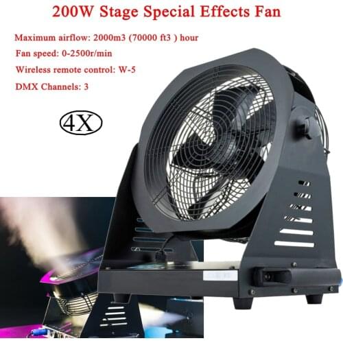 4Pcs/Lot 200W Stage Special Effects Fan DMX 512 Special Effect Fan Snowflake Smoke Machine Stage Performance Fan DJ Equipment