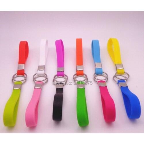 60pcs 12 colours blank keychain silicone wristband rubber bracelets free shipping