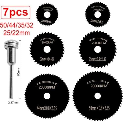 7pcs/set Black Mini High Speed Steel Saw Web Circular Rotary Cutting Blade E15A