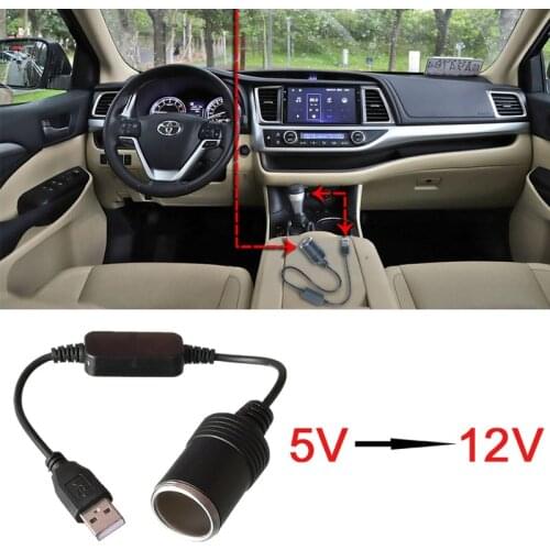 5V USB Male To 12V Cigarette Lighter Socket Car Converter Adapter for DVR Electronics Auto Charger Auto Accessories