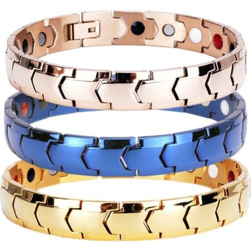 Mens Therapeutic Energy Healing Bracelet Stainless Steel Magnetic Therapy Bracelet Fashion Titanium Steel Men Bracelet Couple