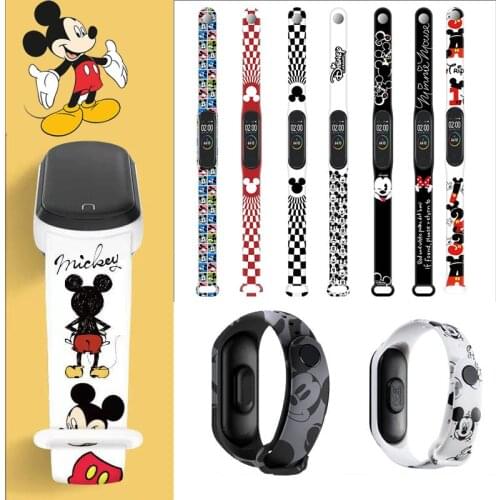 Disney Mickey Minnie Strap for Mi Band 6 5 4 3 NFC Cartoon Print Wristband Bracelet Replacement Sports Cute Couple Xiaomi Strap
