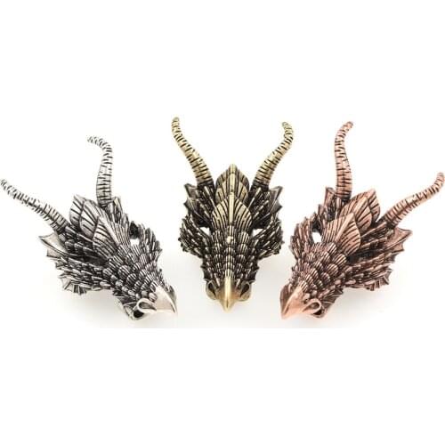 CZ Micropavé Animal Beads Mythical Dragon Head Spacer Beads Retro Mens Bracelet DIY Small Jewelry Accessories 40.5x20x15mm