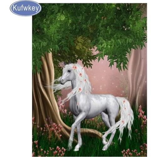 Unicorn Diamond Embroidery Cross Stitch Wall Sticker DIY Diamond Painting full square diamond painting white horse Decor E321