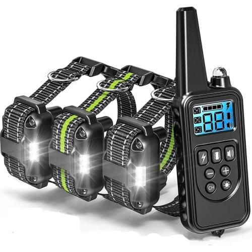 Electric Dog Training Collar LCD Display Pet Waterproof Rechargeable Collars Remote Control Static Electricity/Vibration