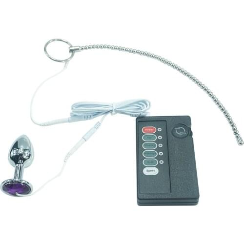 Electro shock electric stimulation metal anal butt plug ball beads urethral sound dilator penis stick sex toy for man