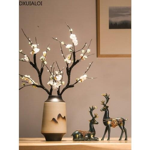 Porcelain Handmade Vase Dried Flower Flower Arrangement Chinese Modern Home Living Room Entrance Decoration Decoration DXUIALOI