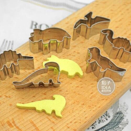 Dinosaur Cake Mold 6Pcs/Set Cookies Fondant Chocolate Candy Pastry Baking Tools Kids Party Birthday Kitchen Decorating