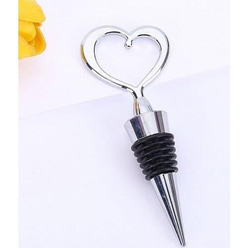 Hot sale Silver Heart Shaped Bottle Stopper Party Favors Souvenir Gifts Promotion Return Gifts