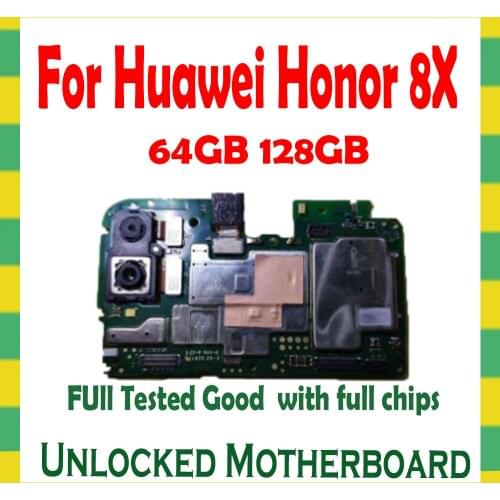 Good Working Motherboard For HUAWEI Honor 8X,100% Unlocked LogicBoard 64GB 128GB For HUAWEI Honor 8X Motherboard With Full Chips