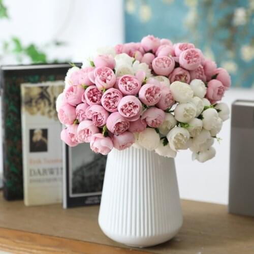 27 Heads Artificial Silk Tea Rose Flower Bouquet Wedding Bride Holding Home Hotel Table Decoration Fake Flower Floral Bouquet