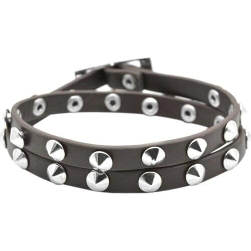 Kirykle Fashion Casual Gothic Punk Style Rivet Buckle Belt Pu Leather Bracelets For Women Charm Wristband Wrap bracelet