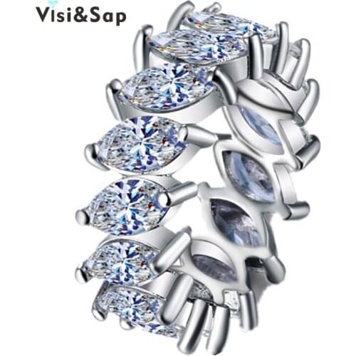 Eleple 15pcs Oval Stone Ring AAA Cubic Zirconia Rings For Men women Wedding engagement White gold color vintage jewelry VSR242