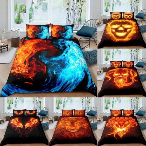 Bedding set 3D digital printing modern minimalist style 2/3 piece duvet cover wolf and flame duvet cover